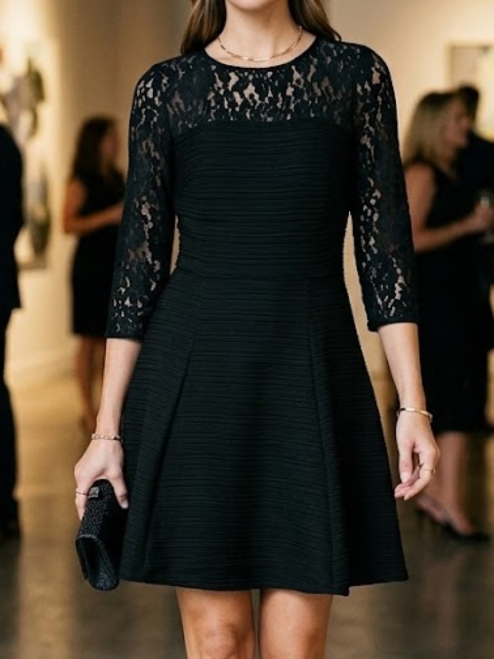 Boutique Black 3/4 Lace Sleeve Cocktail Dress | Size 6
